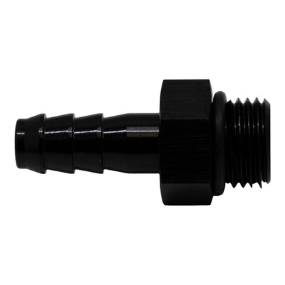 DeatschWerks 6AN ORB Macho a 5/16in Macho Triple Barb Fitting (Incl O-Ring) - Negro mate anodizado