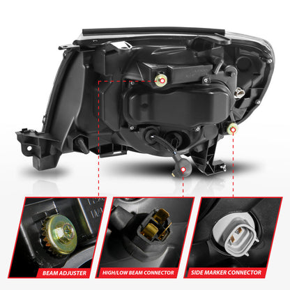ANZO 05-11 Toyota Tacoma Projetor Faróis com Barra de Luz Switchback Carcaça Preta