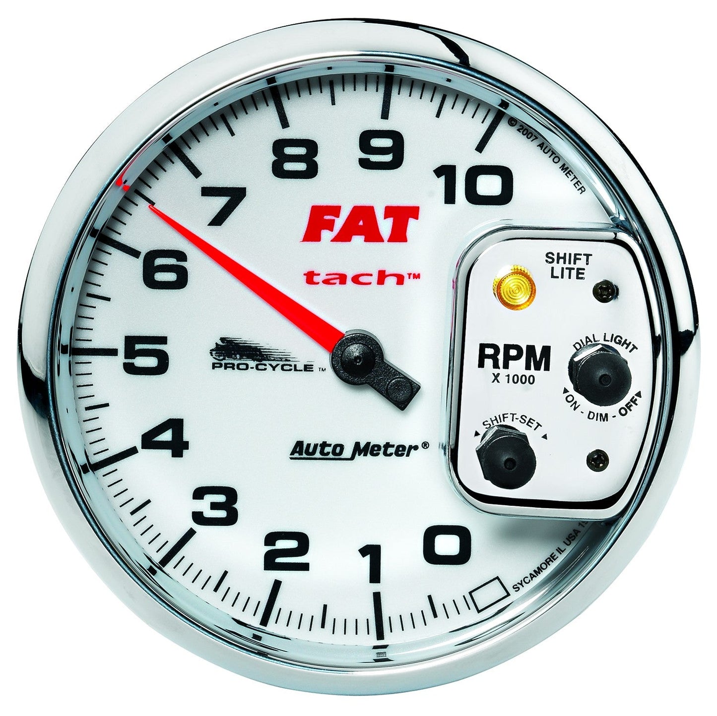 AutoMeter - 5" TACHOMETER, 0-10,000 RPM, WHITE, PRO-CYCLE (19265)