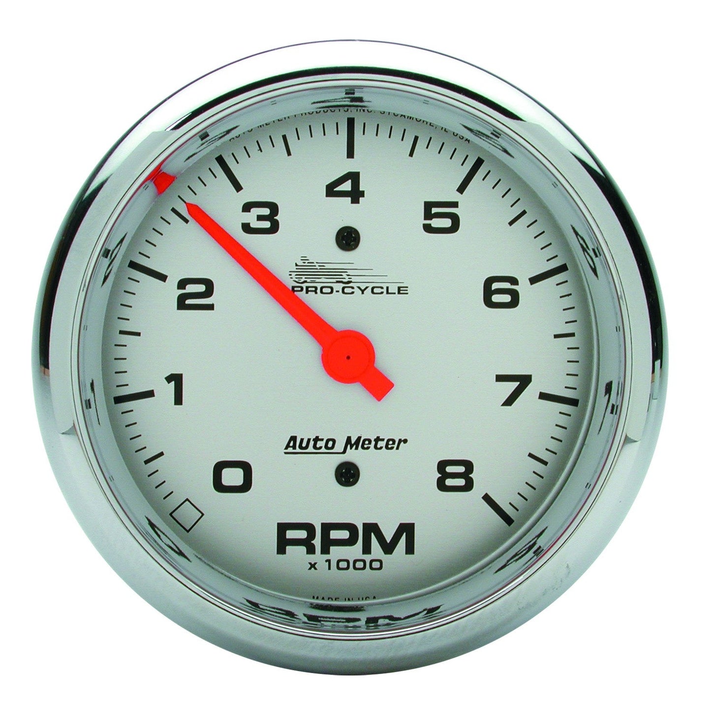 AutoMeter - 3-3/8" TACHOMETER, 0-8,000 RPM, SILVER, PRO-CYCLE (19302)