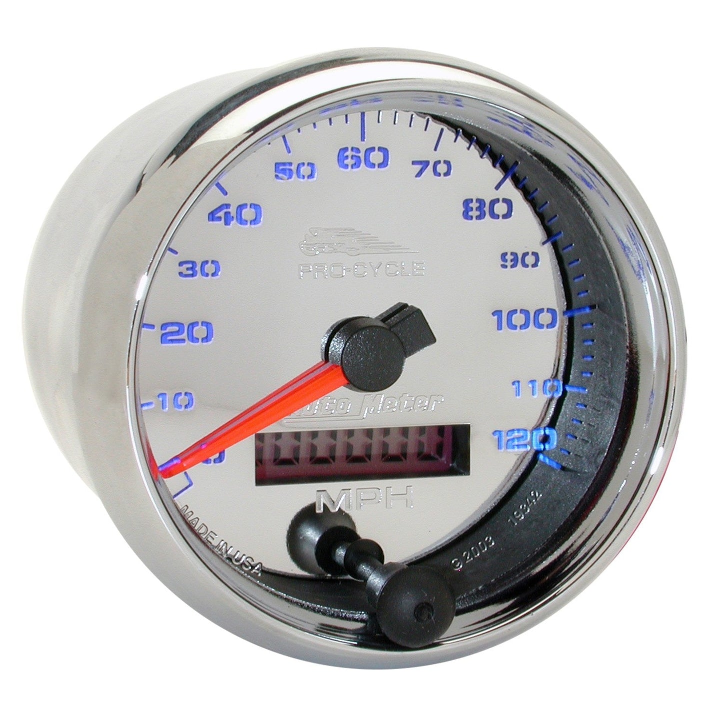 AutoMeter - 2-5/8" SPEEDOMETER, 0-120 MPH, ELECTRIC, CHROME, PRO-CYCLE (19342)