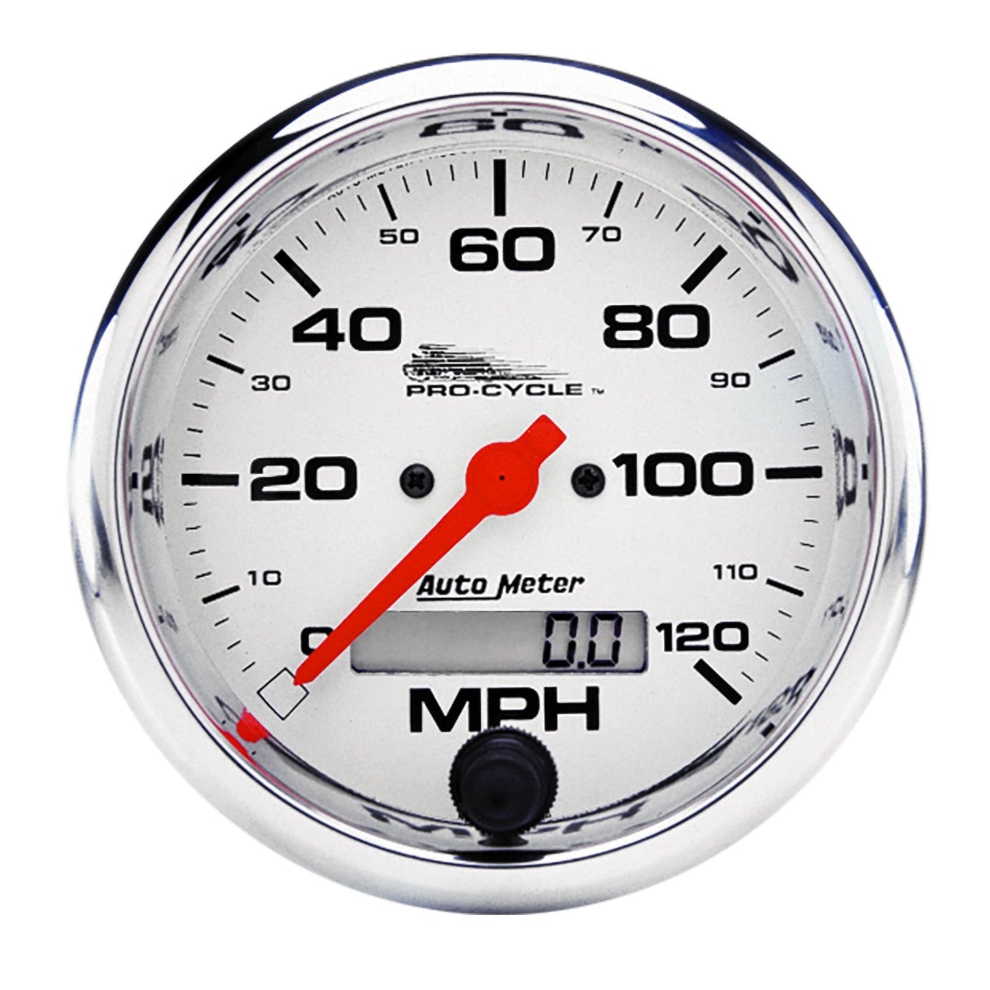 AutoMeter - 3-3/4" SPEEDOMETER, 0-120 MPH, ELECTRIC, WHITE, PRO-CYCLE (19351)