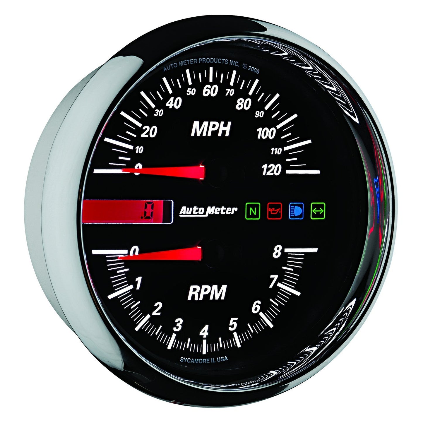 AutoMeter - 5" DIRECT FIT TACHOMETER/SPEEDOMETER COMBO, 8K RPM/120 MPH, ELECTRIC, BLACK, PRO-CYCLE (19466)