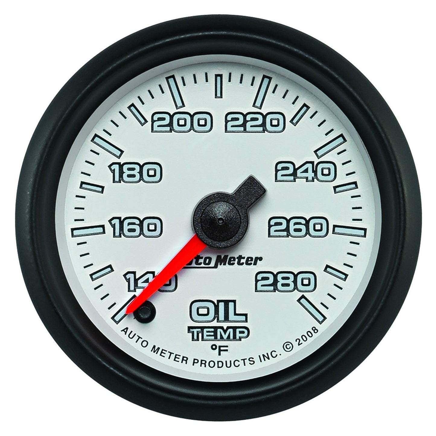 AutoMeter - 2-1/16" TEMPERATURA DO ÓLEO, 140-280 °F, MOTOR DE PASSO, BRANCO/PRETO, PRO-CYCLE (19540) 