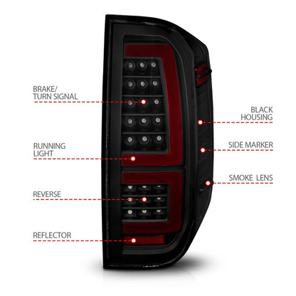 ANZO 2014-2021 Toyota Tundra LED luces traseras carcasa negra/lente ahumado