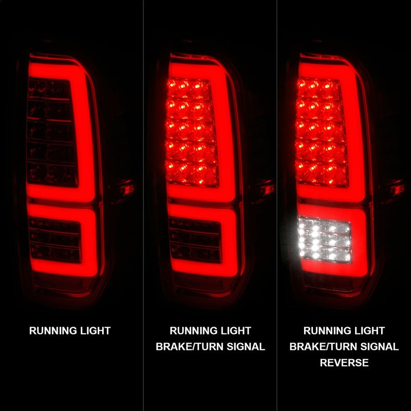ANZO 2014-2021 Toyota Tundra Lanternas traseiras de LED com carcaça cromada/lente transparente