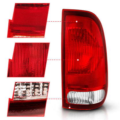 ANZO 1997-2003 Ford F-150 Lanterna traseira vermelha/lente transparente (substituição OE)