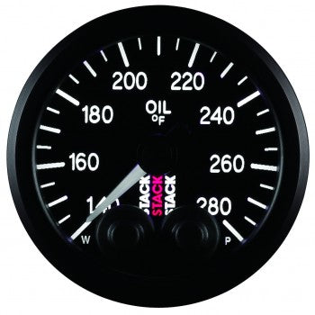 AutoMeter - OIL TEMP, PRO-CONTROL, 52MM, BLK, 140-280 °F, MOTOR DE PASSO, 1/8" NPTF MACHO (ST3510)