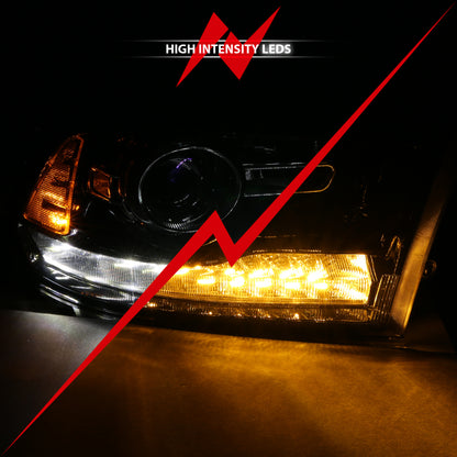 ANZO 2009-2018 Projetor Dodge Ram 1500 Plank Style Switchback HL Halo Black Amber (estilo OE)