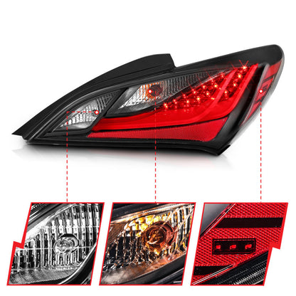 Lanternas traseiras de LED ANZO 10-13 Hyundai Genesis 2DR Smoke