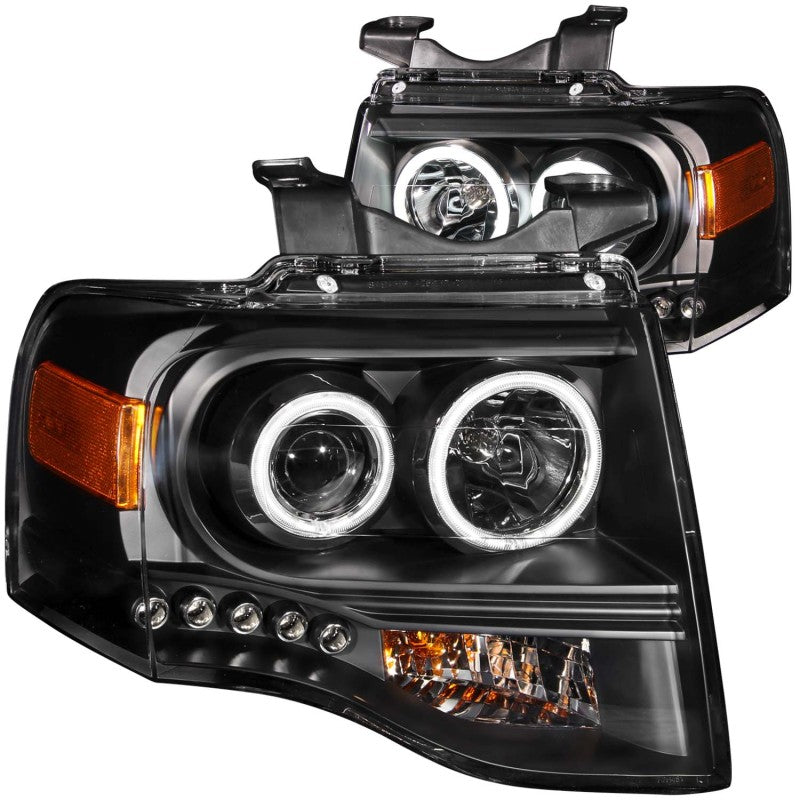 ANZO 2007-2014 Ford Expedition Projetor Faróis com Halo Preto