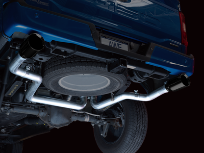 Escape traseiro duplo AWE 0FG 21+ Ford F150 Cat-Back de 5 pol. Pontas Diamond Black