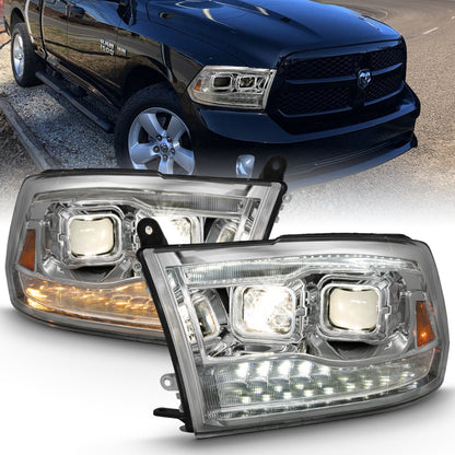ANZO 2009-2018 Projetor Dodge Ram 1500 HL Switchback Preto Âmbar