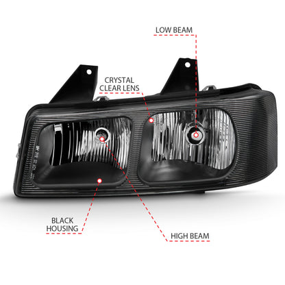 ANZO 2003-2017 Chevy Express Farol de cristal preto