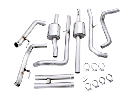 AWE Tuning 22-23 GMC Sierra 1500 AT4X 6.2L 0FG Catback Split Dual (Pára-choque plano) - Bashguard (sem pontas)