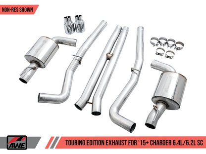 AWE Tuning 2015+ Dodge Charger 6.4L/6.2L SC Non-Resonated Touring Edition Escape - Silver Tips