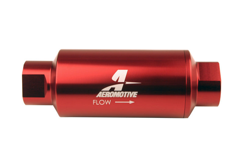 Filtro em linha aeromotivo - (AN-10) Elemento de microvidro de 10 mícrons com acabamento anodizado vermelho
