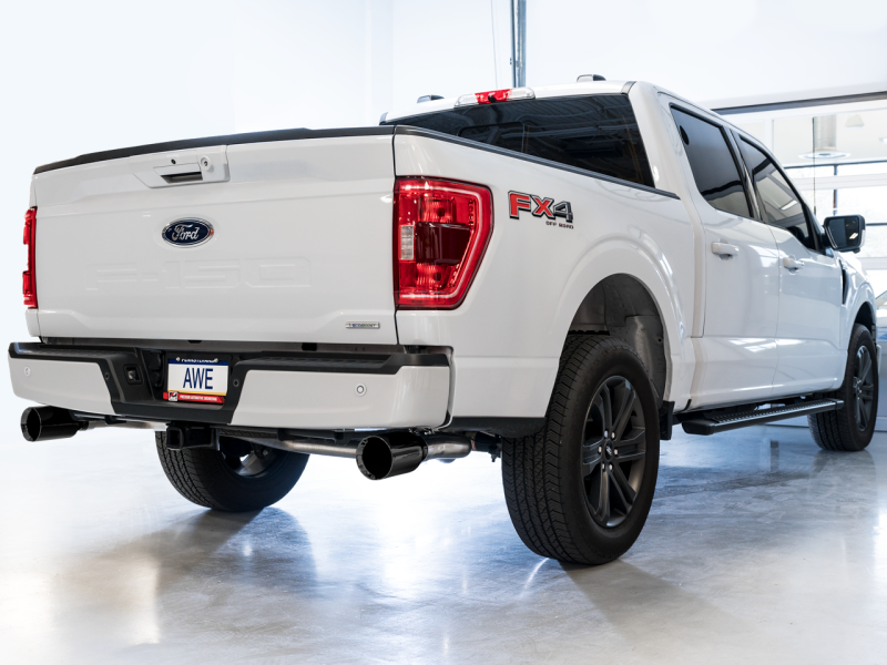 Escape traseiro duplo AWE 0FG 21+ Ford F150 Cat-Back de 5 pol. Pontas Diamond Black