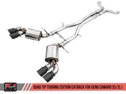 AWE Tuning 16-19 Chevy Camaro SS Res Cat-Back Exhaust-Touring Edition (Quad Diamond Black Tips)