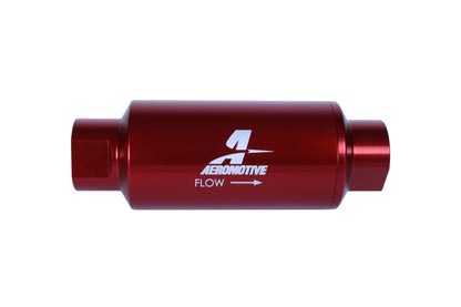 Filtro em linha aeromotivo - (AN-10) Elemento de microvidro de 10 mícrons com acabamento anodizado vermelho