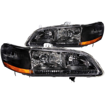 ANZO 1998-2002 Honda Accord Faróis de cristal preto