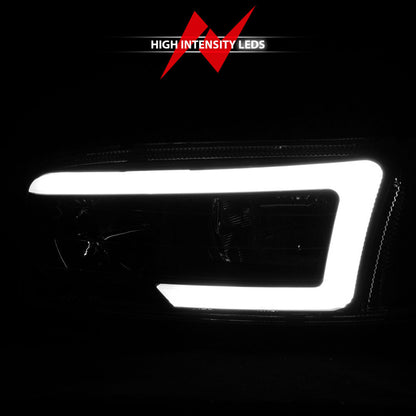 Faróis Anzo 99-17 GMC Sierra/Denali preto âmbar (com barras de luz C)