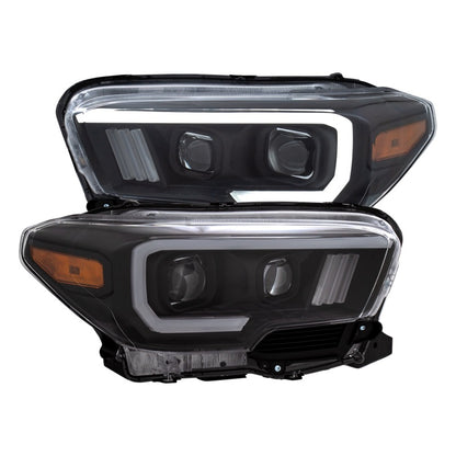 ANZO 2016-2017 Toyota Tacoma Projetor Faróis c/ Plank Style Switchback Preto c/ Âmbar c/ DRL
