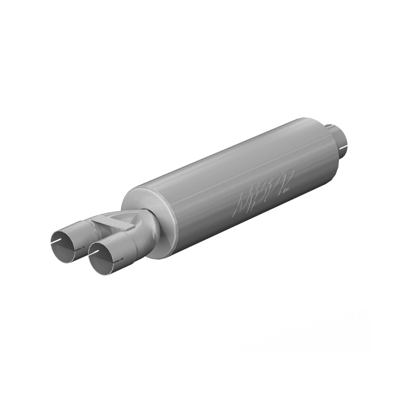 Silenciador universal MBRP Entrada de 3 pulgadas/Salida doble de 2,5 pulgadas Longitud de 30 pulgadas T409 SS Tono suave (SIN DROPSHIP)