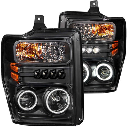 ANZO 2008-2010 Ford F-250 Projetor Faróis com Halo Preto (CCFL)
