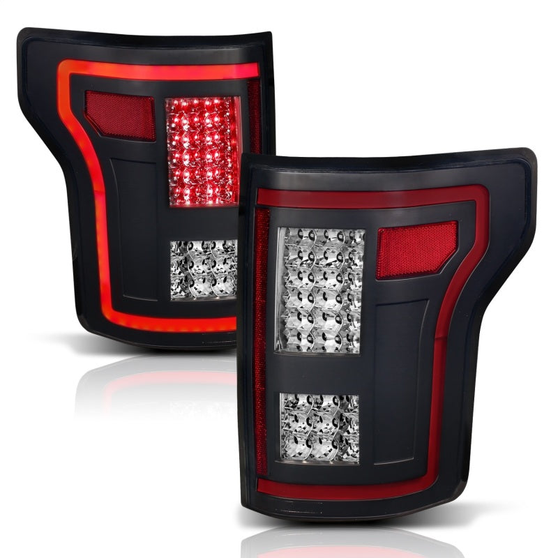 Lanternas traseiras de LED ANZO 15-17 Ford F-150 pretas com sequencial