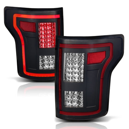 Lanternas traseiras de LED ANZO 15-17 Ford F-150 pretas com sequencial