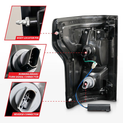 ANZO 2015-2016 Ford F-150 LED lanternas traseiras pretas