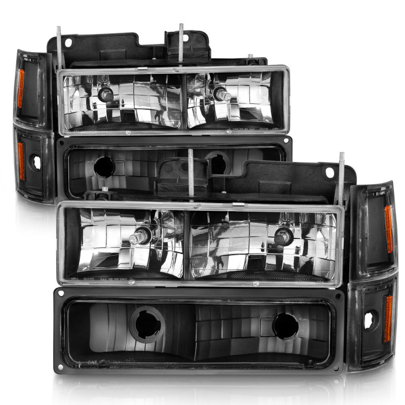 ANZO 88-98 Chevrolet C1500 Faróis de cristal preto