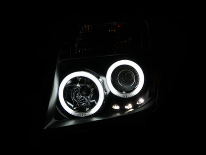 ANZO 2005-2008 Nissan Frontier Projetor Faróis com Halo Preto