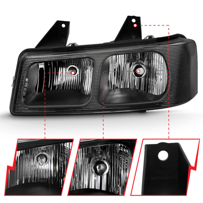 ANZO 2003-2017 Chevy Express Farol de cristal preto