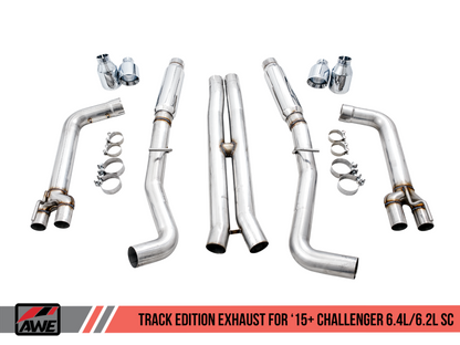 Escape AWE Tuning 2015+ Dodge Challenger 6.4L/6.2L SC Track Edition - Quad Chrome Silver Tips
