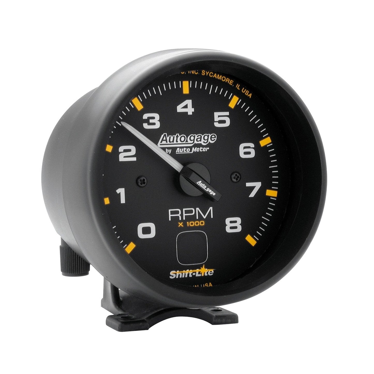 AutoMeter - 3-3/4" PEDESTAL TACHOMETER, 0-8,000 RPM, BLACK/BLACK, INT. SHIFT LIGHT, AUTO GAGE (2302)