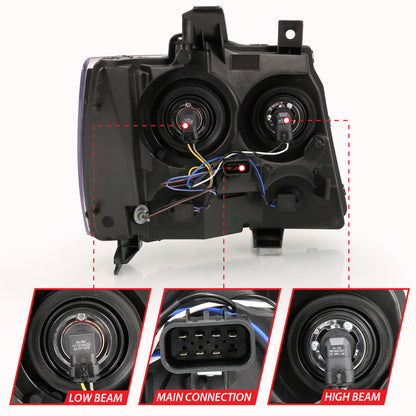 ANZO 2007-2014 Chevy TahOE farol de cristal cromo âmbar (OE)