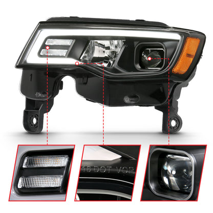 ANZO 2017-2018 Jeep Grand Cherokee Projetor Faróis c/ Plank Style Switchback - Preto c/ Âmbar