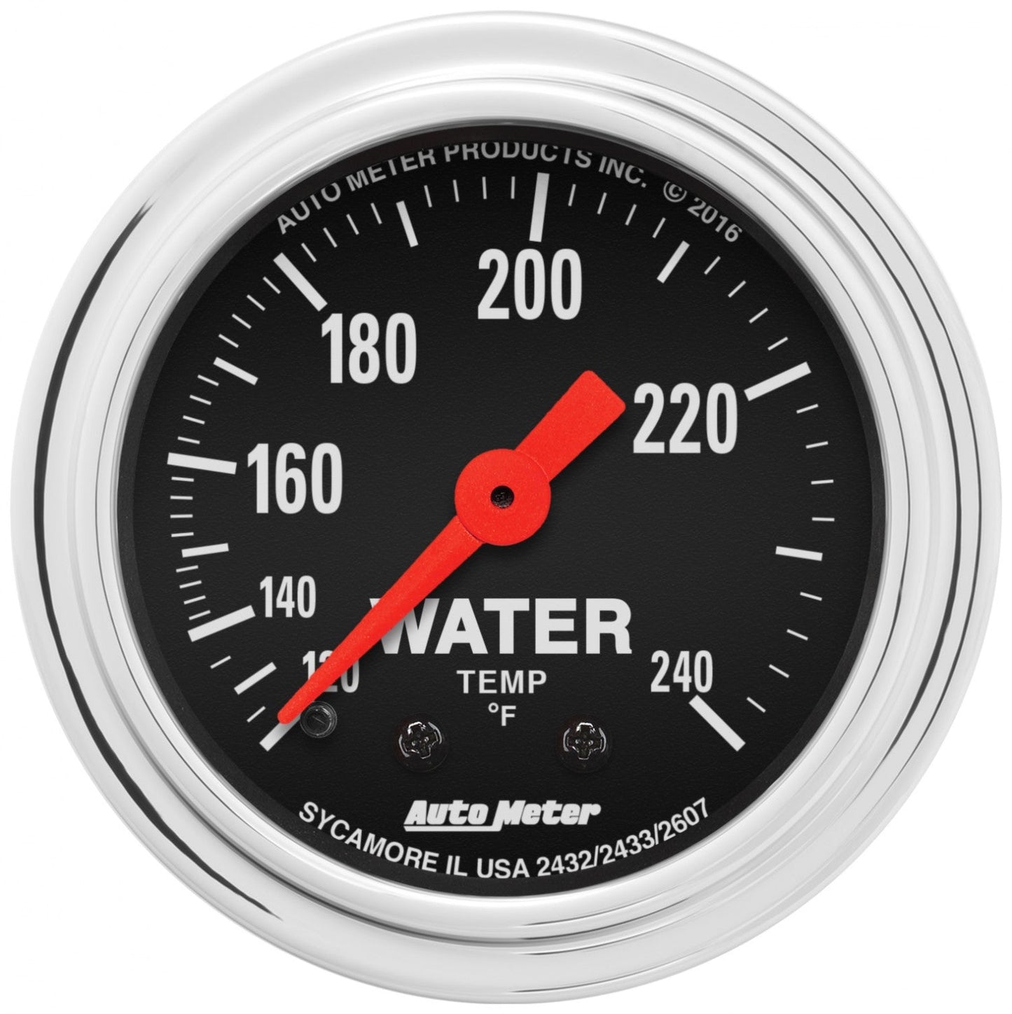 AutoMeter - 2-1/16" WATER TEMPERATURE, 120-240 °F, 6 FT., MECHANICAL, TRADITIONAL CHROME (2432)