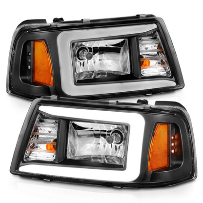 Faróis de cristal Ford Ranger ANZO 2001-2011 com caixa de barra de luz preta