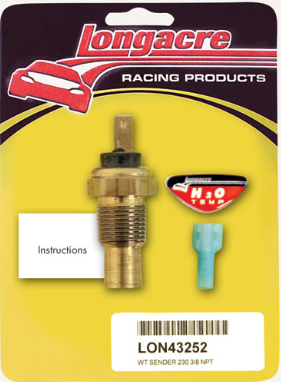 Longacre Racing - Sensor de temperatura da água 230 graus 3/8 NPT (43252)