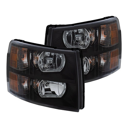 ANZO 2007-2013 Chevrolet Silverado Faróis de cristal preto