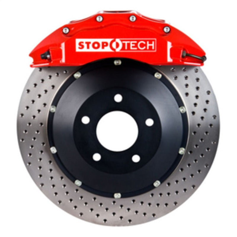 StopTech 03-06 Mitsubishi Evo BBK w/ Red ST-60 Calipers Drilled 355x32mm Front Big Brake Kit