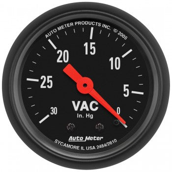 AutoMeter - 2-1/16" VACUUM, 0-30 IN HG, Z-SERIES (2610)