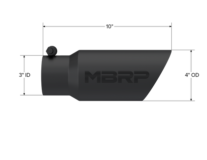 MBRP Punta universal 4 pulg. DE 3 pulg. Entrada 10 pulg. Longitud Doble pared Extremo en ángulo Negro