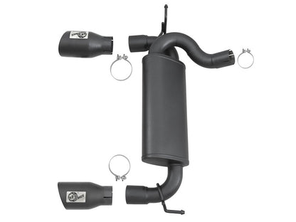 Escape aFe Rebel Series 2.5in 409 SS Axle-Back com pontas pretas 2007+ Jeep Wrangler (JK) V6 3.6L/3.8L