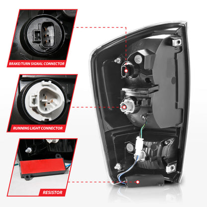 Lanternas traseiras de LED ANZO 16-21 Toyota Tacoma - com barra de luz preta sequencial e lentes transparentes