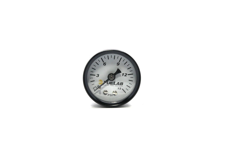 Medidor de pressão de combustível de carburador Fuelab de 1,5 pol. - Faixa de 0 a 15 PSI