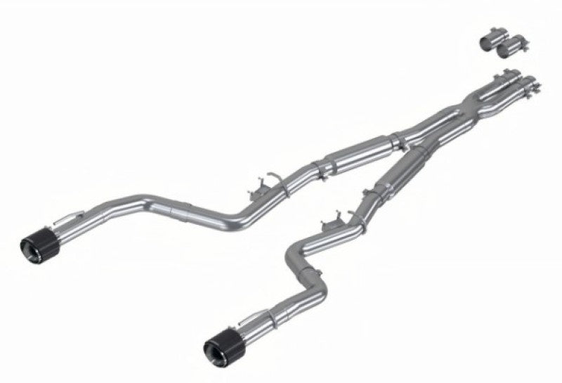 MBRP 17-21 Cargador 5.7/6.1/6.4L 3in Salida trasera doble SS Catback Escape con puntas de fibra de carbono